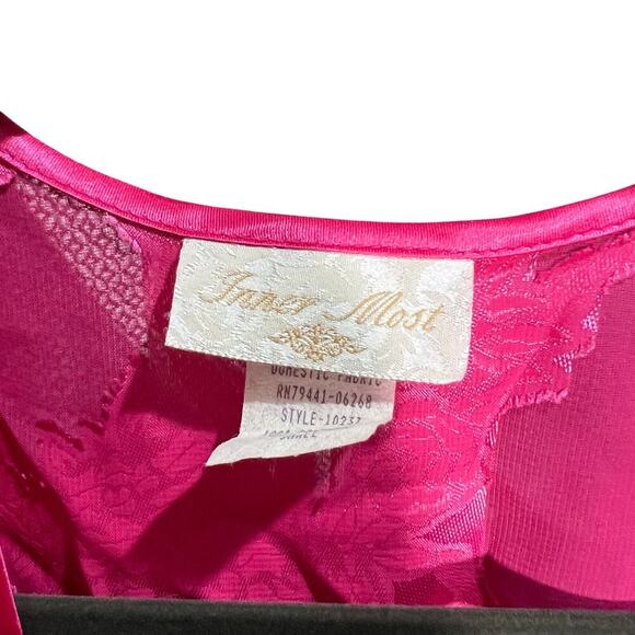 Vintage Inner Most Floral Robe Size Small Hot Pink Lingerie Intimates Bridal - Picture 5 of 7